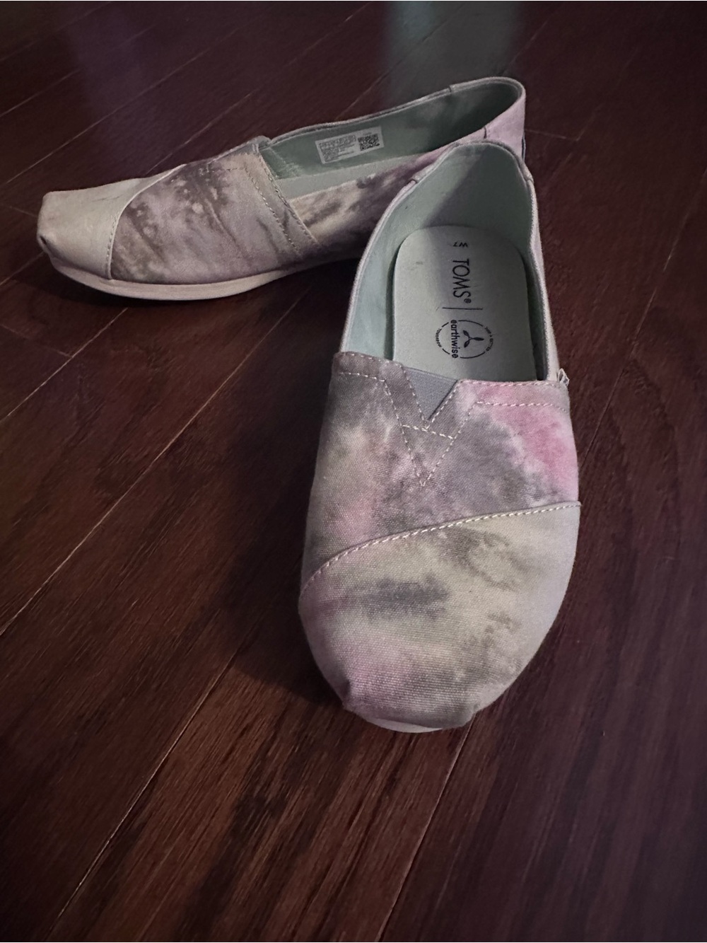 Toms Women's Pink and Gray Tie-Dye Alpargata Slip-Ons